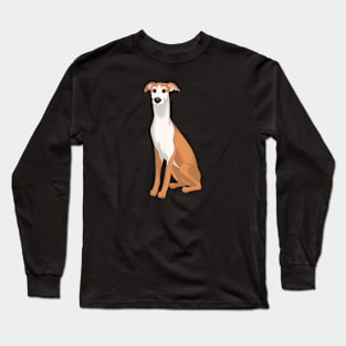 Red & White Whippet Dog Long Sleeve T-Shirt